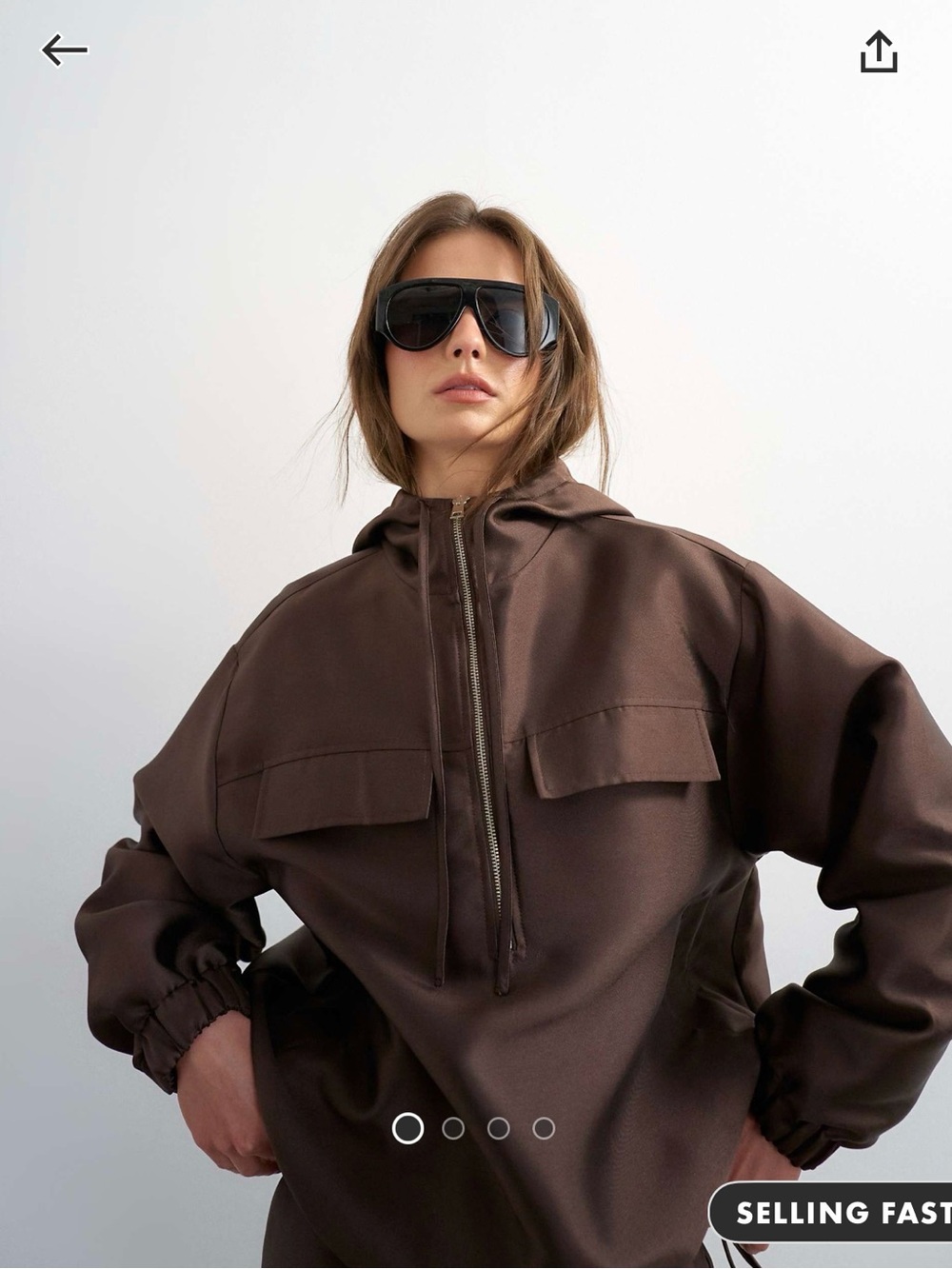 Topshop Dark Brown Hooded Bomber Jacket